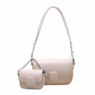 Сумка женская кросс-боди с клатчем Twin белая-1